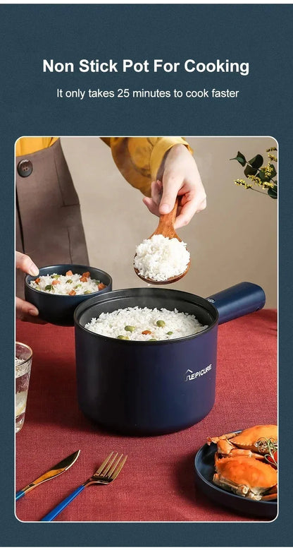 Non-stick Multifunctional Electric Skillet For Dormitory and Home Use Single/Double Layer Hot Pot Electric Rice Cooker 220V