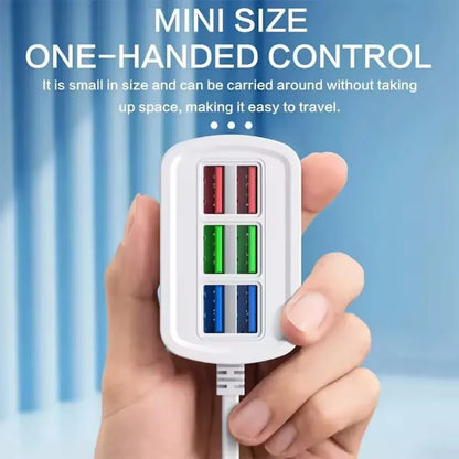 Fast USB Charger 6 in 1 Power Strip Desktop Charging Station Fast Charging 1m Cord USB HUB Adapter Socket for iPhone 16 15 Home