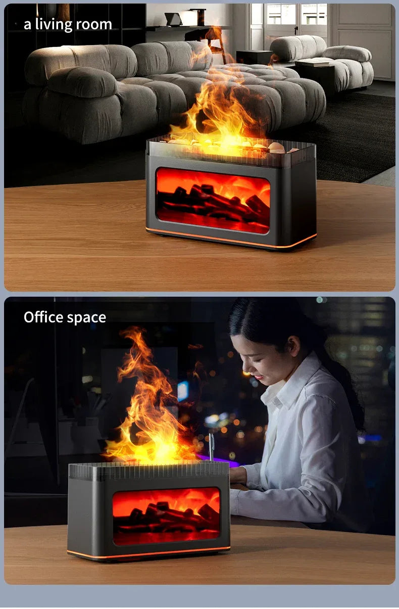 Mini Fireplace Aroma Diffuser & Air Humidifier: 7-Color Light Effects, for Christmas New Year| Essential Oil Diffuser