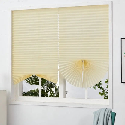 Adhesive Blackout Darkening Pleated Window Shade Blinds Portable Temporary Blinds Bedroom Apartment Dorm Roller Blackout Curtain