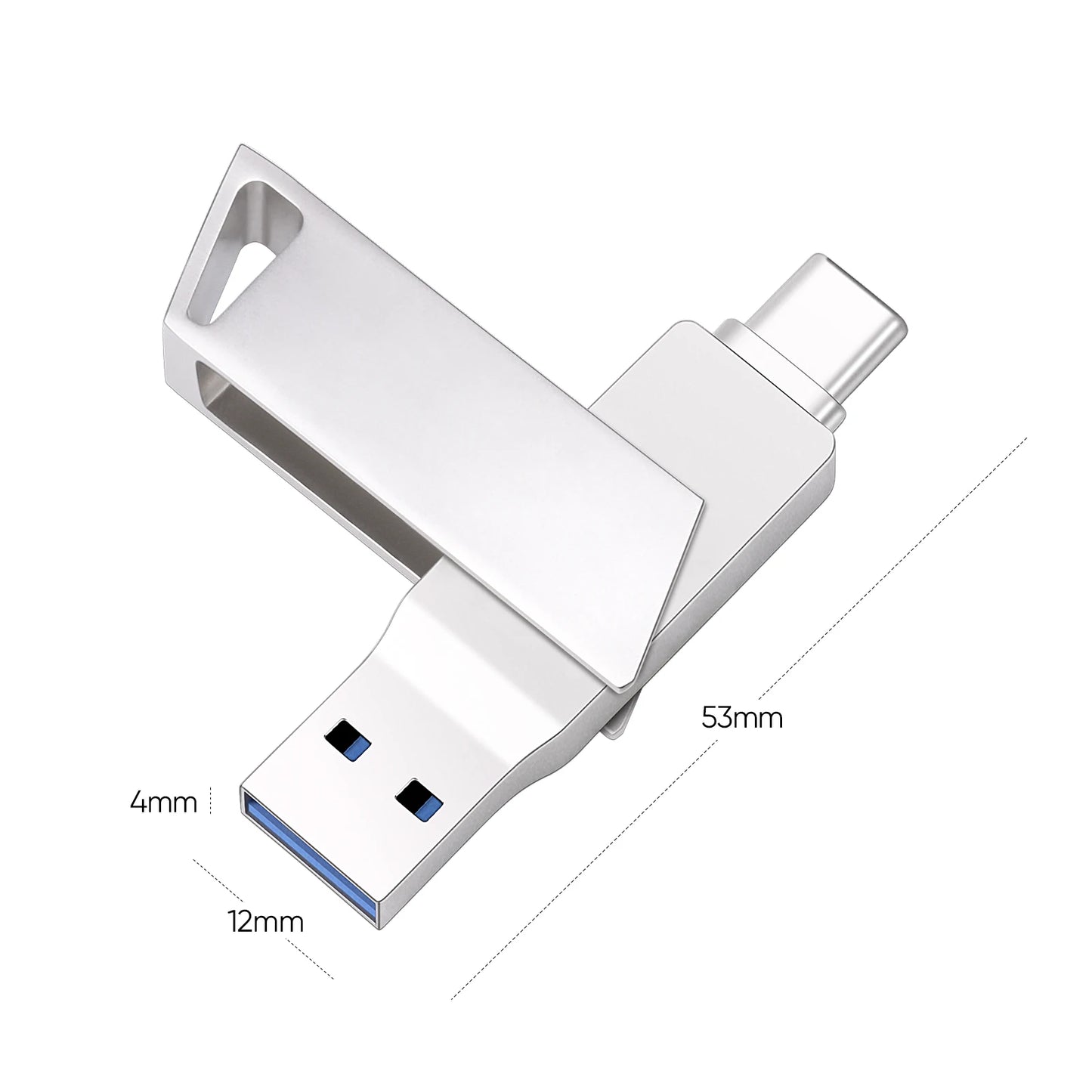 New Metal Type-C Rotatable USB 3.0 Flash Drive 32GB Computer And Phone Dual-Use Rotating Design Durable Data Storag Pen Drives ﻿