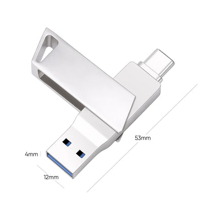 New Metal Type-C Rotatable USB 3.0 Flash Drive 32GB Computer And Phone Dual-Use Rotating Design Durable Data Storag Pen Drives ﻿