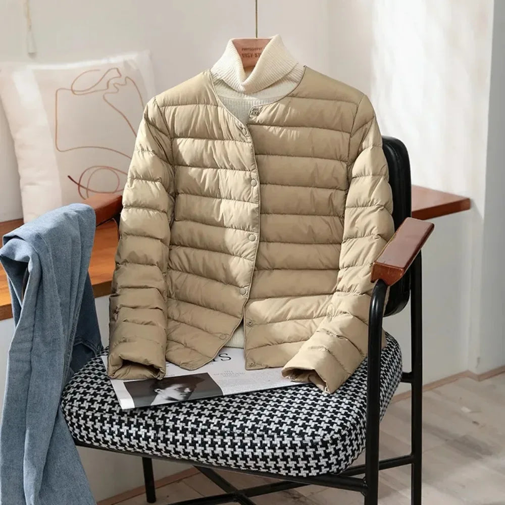 Light Down Coat Spring Autumn Warm Women White Duck Down Slim Jackets Female Fashion Ultra Lightweight Packable Puffer Coats