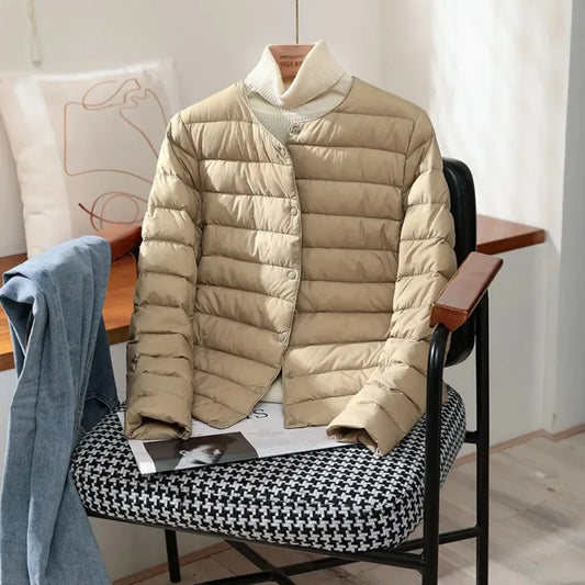 Light Down Coat Spring Autumn Warm Women White Duck Down Slim Jackets Female Fashion Ultra Lightweight Packable Puffer Coats