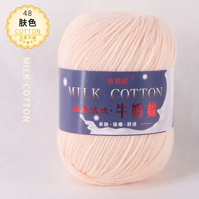 6Pcs Dyed Milk Sweet Soft Cotton Crochet Wool Yarn Thick Yarn Fiber Hand Knitting Wool Crochet Yarn Threads for DIY Sweater