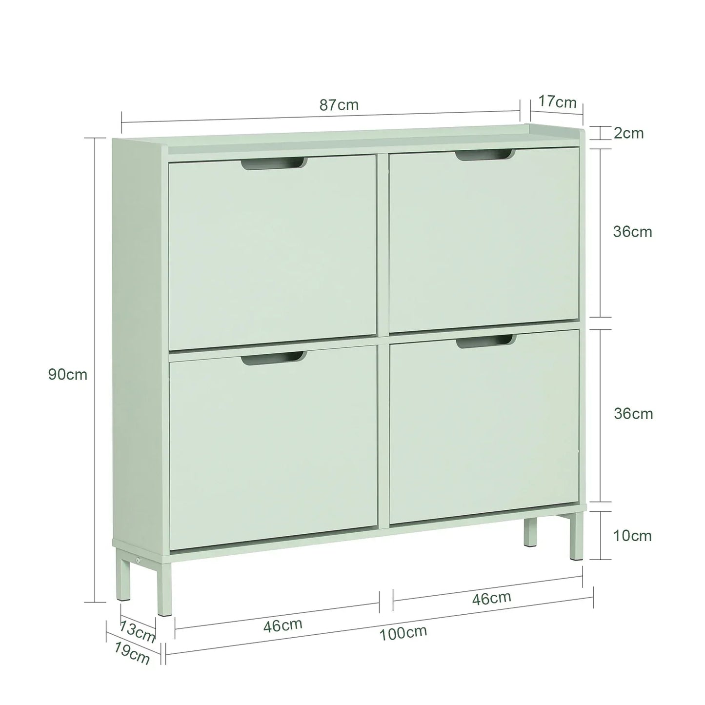 SoBuy FSR100 4 flap shoe rack 8 shelf surface shoe cabinet narrow shoe chest of drawers shoe shelf