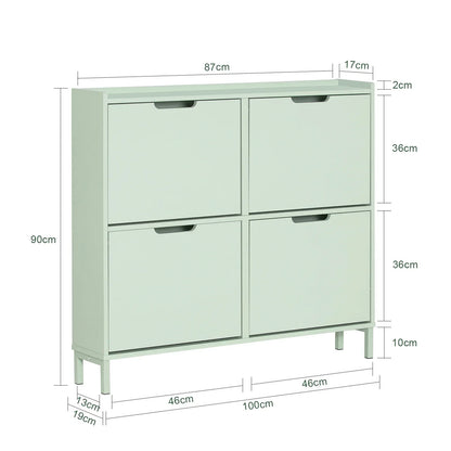 SoBuy FSR100 4 flap shoe rack 8 shelf surface shoe cabinet narrow shoe chest of drawers shoe shelf