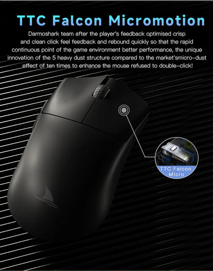 Darmoshark M3 Gaming Mouse Dual Mode 8K Wireless Tri-Mode PAW3395 Big Hand Macro Game Mouse 26000 DPI Lightweight Mice
