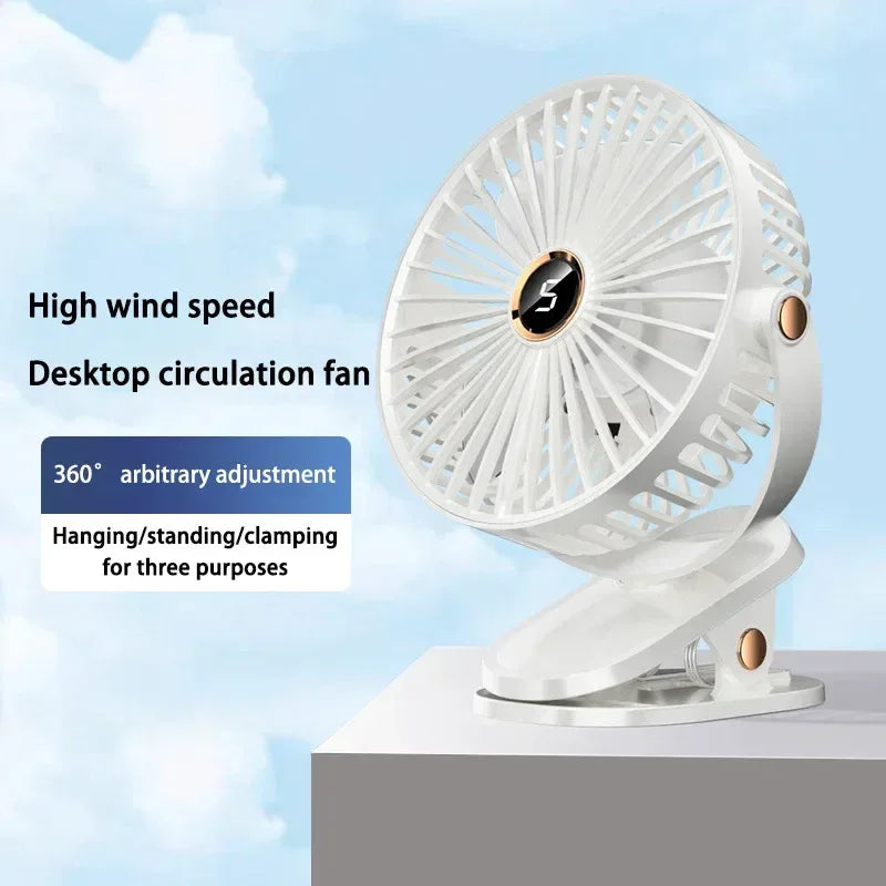 Xiaomi 2025 Clip-on Fan 8000mah  5 Speed Quiet Rechargeable Desktop Air Circulator Wireless Fan With LED Light For Office