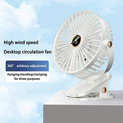 Xiaomi 2025 Clip-on Fan 8000mah  5 Speed Quiet Rechargeable Desktop Air Circulator Wireless Fan With LED Light For Office