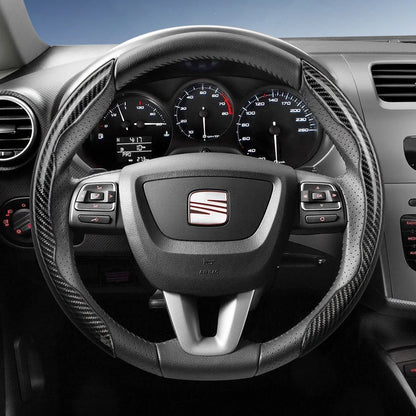 Suitable for Seat Carbon Fiber Texture Steering Wheel Cover with Segmented Quick-Release Design, Durable, for Models Such as Ibiza, Arona, Leon, Leon Sportstourer, Ateca, Etc., in Black, Blue, Red, Silver, and White by PDG ibma