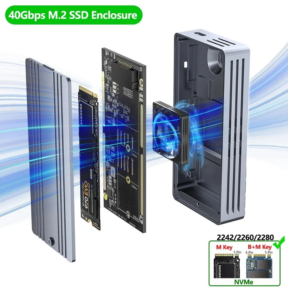 40Gbps USB 4.0 SSD Enclosure Thunderbolt USB-C M.2 NVMe SSD Case Compatible with USB 3.2/3.1/3.0 For Macbook iPad Phone Laptop