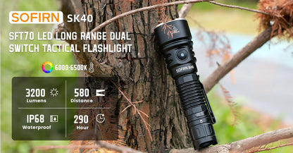 NEW SOFIRN SK40 3200lm Tactical Flashlight 580m Powerful Bright SFT70 LED IP68 waterproof Torch with Dual Switch
