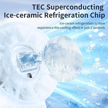 5200mAh Portable Mini Handheld Fan with LED Display Semiconductor Refrigeration 100 Speeds USB Rechargeable Battery Outdoor Fan