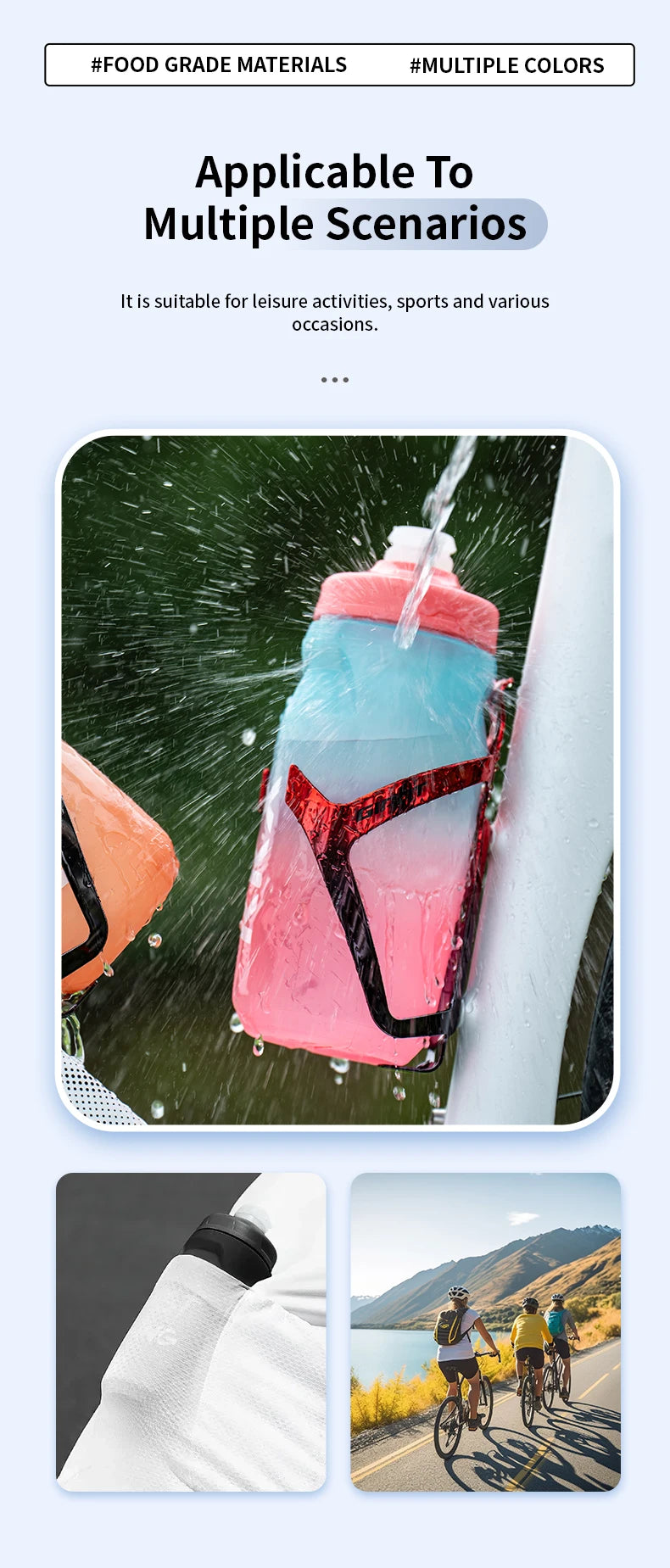 KKX Outdoor Sports Bottle 620ml/750ml Bicycle Bottle MTB Road Gravel Bike Water Bottle  PP5 Portable Large Capacity Drink Kettle