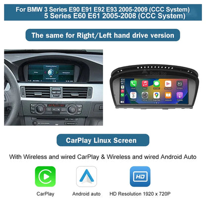 Road Top 8.8'' Wireless Carplay Android Auto Multimedia Display Screen For BMW 3 Series E90 E91 E92 E93 5 Series E60 E61 CCC CIC