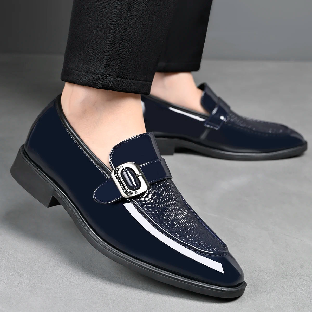 Men's Fashionable British Style Leather Shoes Slip-On Loafers Comfortable Anti-Slip Formal Derby Shoes-HT187