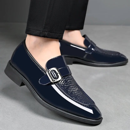Men's Fashionable British Style Leather Shoes Slip-On Loafers Comfortable Anti-Slip Formal Derby Shoes-HT187