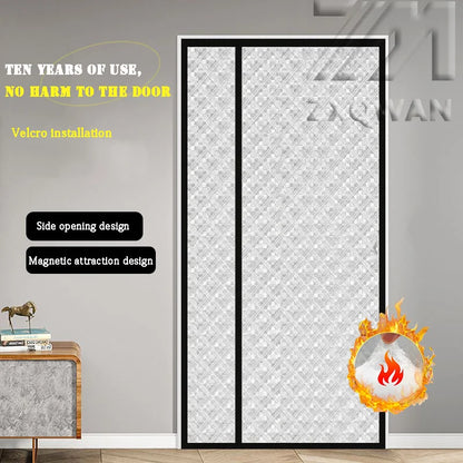 Customizable winter side opening warm cotton door curtain for wind and cold protection, double-layer thick warm blackout curtain
