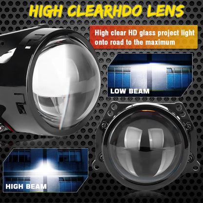 2pcs 3.0 Inch Bi Led Projector Lens Halo Light H4 H7 H1 9005 9006 Car Headlights Bulb Angel Eyes High Low Beam LED LHD RHD 6000K