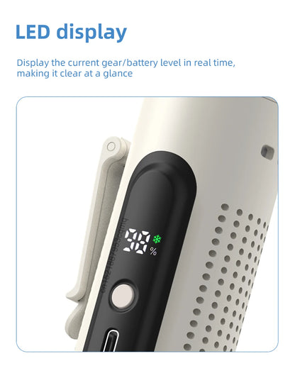 Mini Handheld Fan Portable Neck Hanging Fan USB Rechargeable Outdoor Waist Clip Air Fan Turbo Ice Cooling Fan with Cold Compress