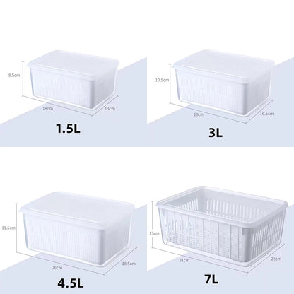 Refrigerator Storage Box Fridge Organizer Fresh Vegetable Fruit Boxes Drain Basket Storage Containers Pantry Kitchen Organizer