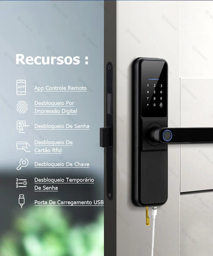 YRHAND Do Brasil Tuya wifi App Unlock fechadura digital Waterpoof eletronica Fingerprint  IC card Smart Door Lock for Home