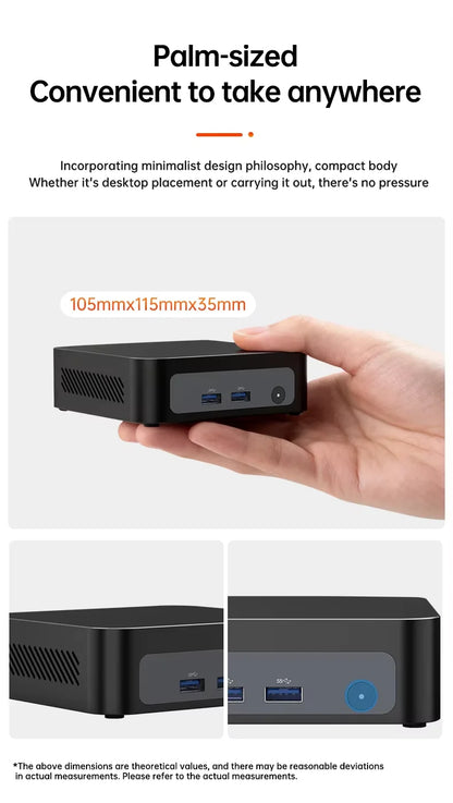 Topton Palm Gaming Mini PC AMD Ryzen 3 5300U ES 7 4700U ES 2*M.2 Slots 2*DDR4 Portable Office Desktop PC Windows 11 MiniPC WiFi6