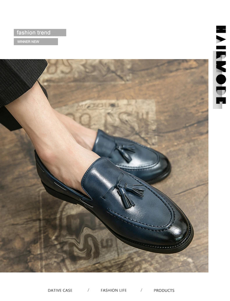 Brogues Shoes Men High Quality Social Leather Shoes British Tassels Formal Leather Men Wedding Business Dress Leather Shoes Male
