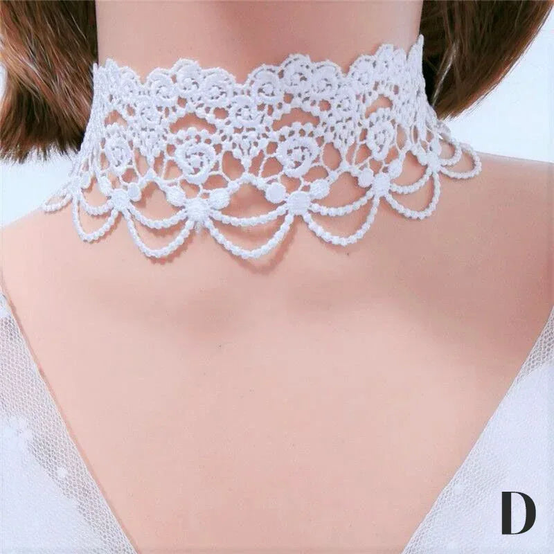 Gothic Victorian Black Lace Necklace Women Girl Boho Crystal Tassel Sexy Lace Choker Steampunk Dark Loli Style Halloween Jewelry