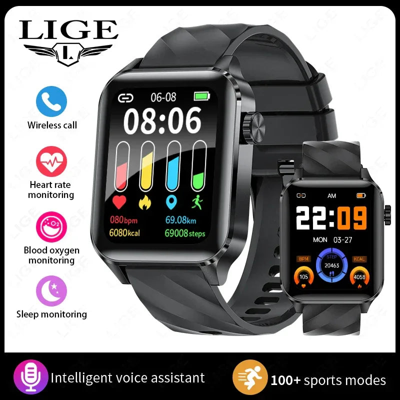 LIGE Smart Watch Sport Fitness Sleep Monitor Fashion Luxury Women's Watch Bluetooth Call Message Clearance Sale Men's Smartwatch