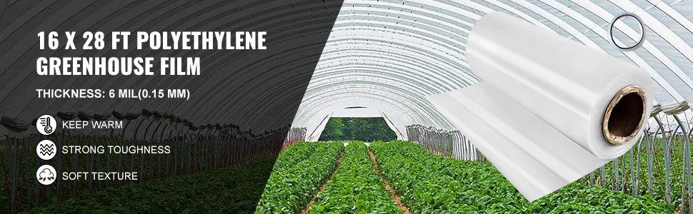 SucceBuy Agricultural Greenhouse Film Clear Plastic Farm Crops Vegetable Cover UV Resistant Polyethylene Covering Plants Flowers
