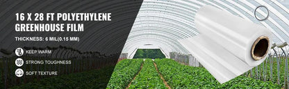 SucceBuy Agricultural Greenhouse Film Clear Plastic Farm Crops Vegetable Cover UV Resistant Polyethylene Covering Plants Flowers