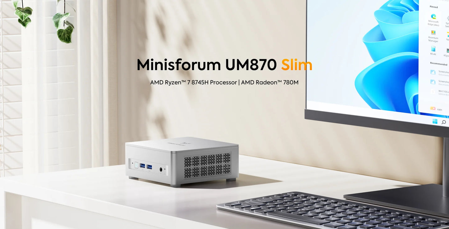MINISFORUM Mini PC UM870 Slim AMD Ryzen 7 8745HMini Computer Window 11 DDR5 32GB 1TB SSD UM680 Slim AMD Ryzen 7 6800H  Gaming PC