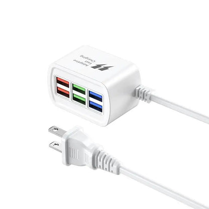 Fast USB Charger 6 in 1 Power Strip Desktop Charging Station Fast Charging 1m Cord USB HUB Adapter Socket for iPhone 16 15 Home