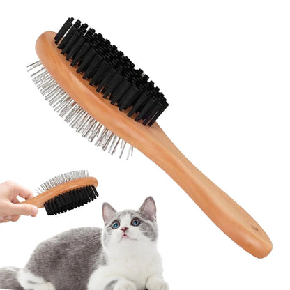 Pet Grooming Brush Double-sided Brush Comb Stainless Steel Needle Bristles Hair Brush Grooming Hair Remover Brush Pet Supplies