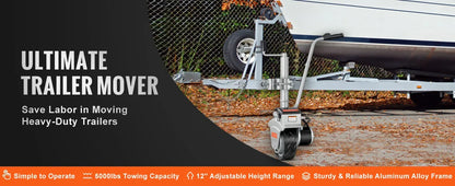 SucceBuy 5000lbs Electric Trailer Dolly 12V Trailer Jockey Wheel with 22 ft/min Speed & Adjustable Height for Moving Caravan