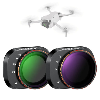 NEEWER Variable ND Filter Set Compatible with DJI Mini 4 Pro, ND2-32 + ND64-512 Multicoated HD Optical Glass Drone Camera Lens