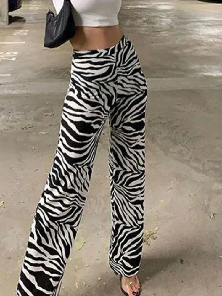 2023 Brown Leopard Y2K Joggers Women High Waist Flare Pants Double Layer Mesh Girl Aesthetic Tie Dye Trousers Female Sweatpants
