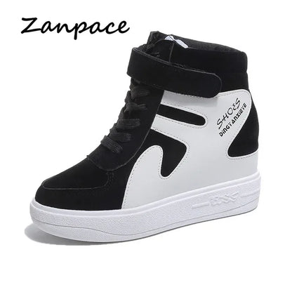 2020 Thick Platform Sneakers Casual Lace-Up Wedges High Heel Womens Shoes Outdoor Black Red Platform Vulcanize Shoes Women