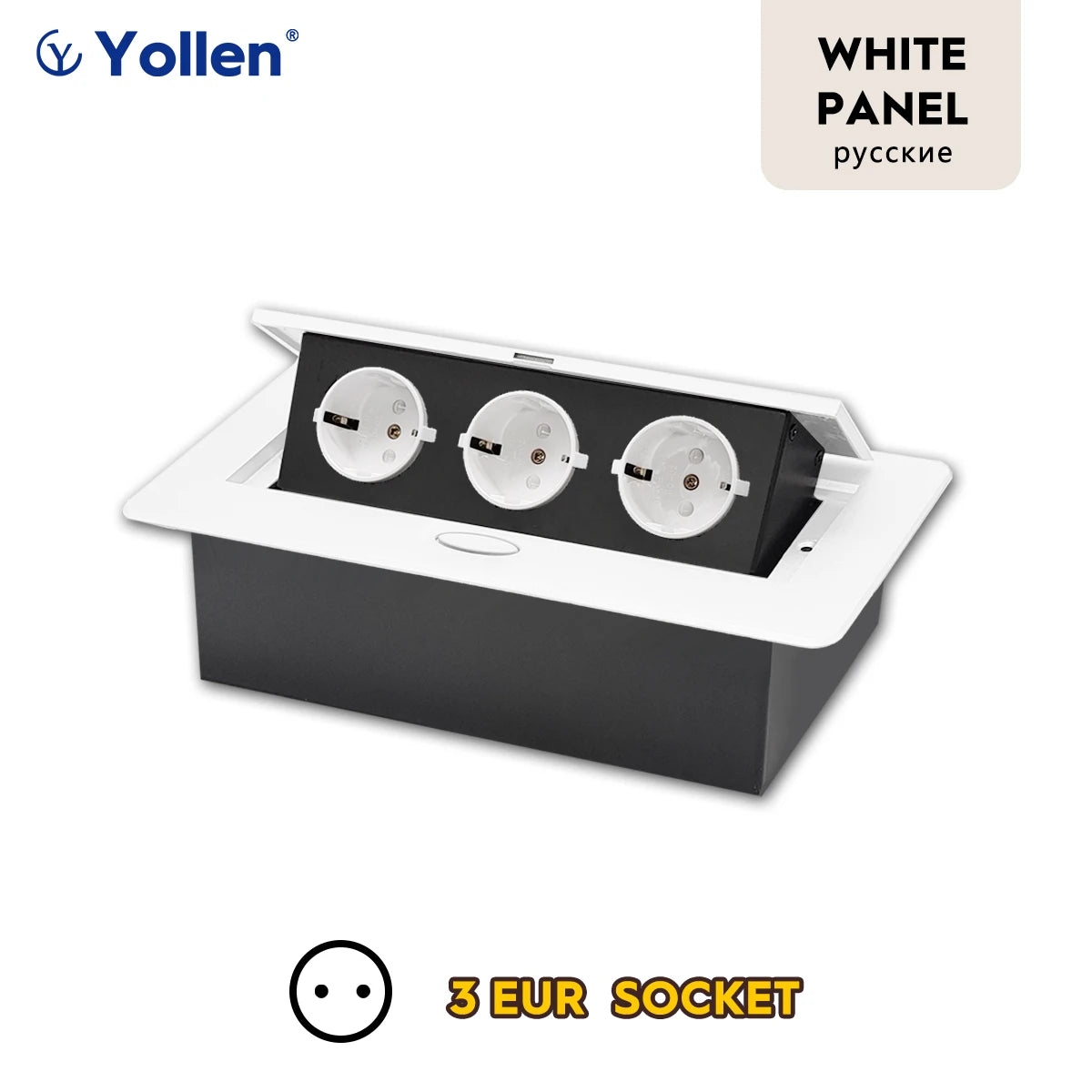 White/Black/Silver/Gold(Бронза Bинтажна) Metal Panel EUR Version RU Table Socket 2/3 Outlet USB Office Kitchen Cabinet Install