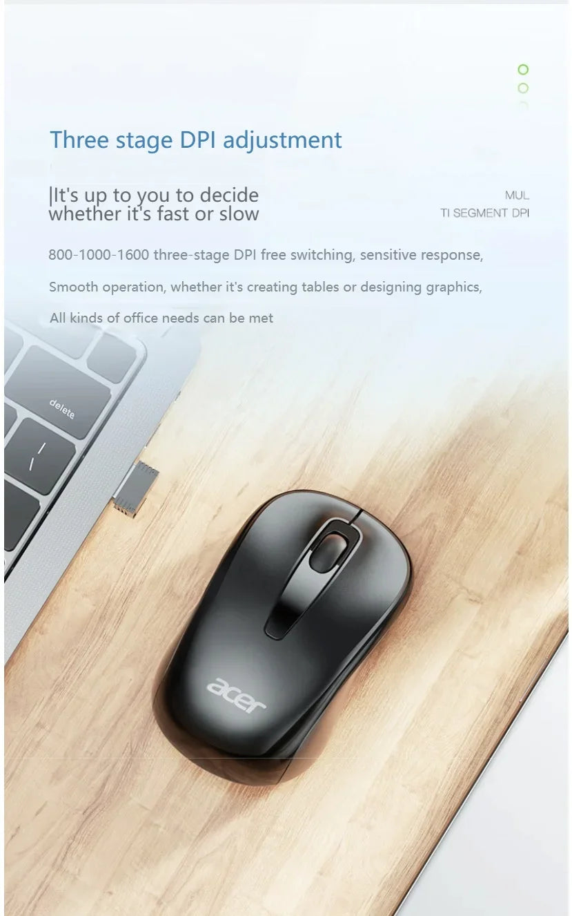 Acer 2.4Ghz Wireless Mouse Optical Portable Business Office Silent Mouse Suitable For Computer Laptop Notebook PC Esports Games