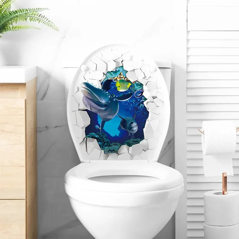 Toilet Sticker Strong Adhesive Toilet Sticker Decorative Sea Fish Toilet Sticker Waterproof Adhesive For Home 2025 Christmas