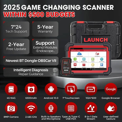 LAUNCH X431 CRP919E BT Car Diagnostic Tool OBD2 Scanner DBScar VII VCI Auto with Active Test ECU Coding CANFD DOIP 31+ Reset