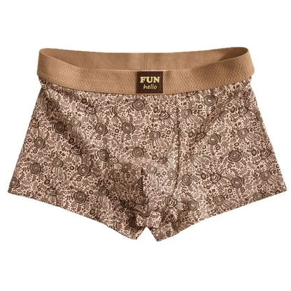 Men's Cotton Boxers Anti-Bacterial Rose Print Boxer Briefs Breathable Soft Underwear Comfortable Men's Innerwear