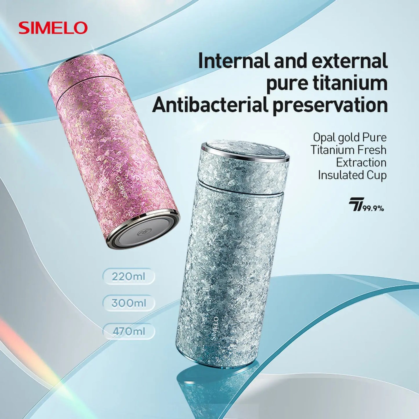 SIMELO Pure Titanium Insulated Cup Large Capacity Portable Water Bottle Business Gift Box Accompanying Mug for Travel Outdoor