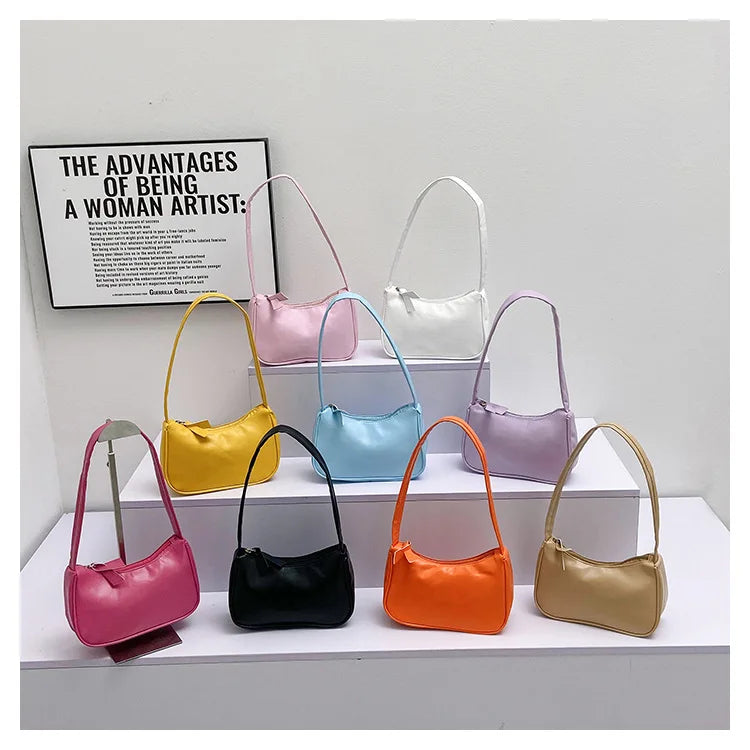 PU Candy Color Mini Handbag Women Shoulder Bag Girls Small Hand Bag Key Phone Pouch Coin Purse Card Bags Card Holder for Women