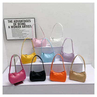 PU Candy Color Mini Handbag Women Shoulder Bag Girls Small Hand Bag Key Phone Pouch Coin Purse Card Bags Card Holder for Women