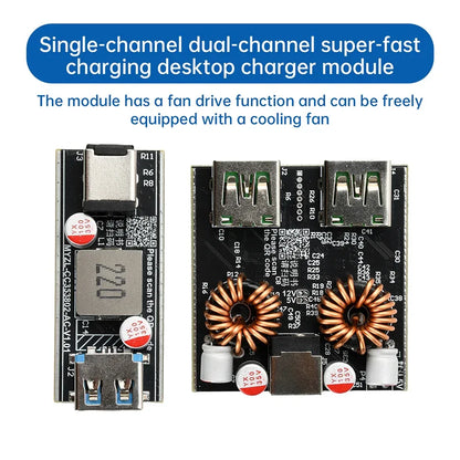 PD140W/PD100W Fast Charging Desktop Charger Module Full Protocol DIY Motherboard Single-Channel Dual-Channel Charger Module