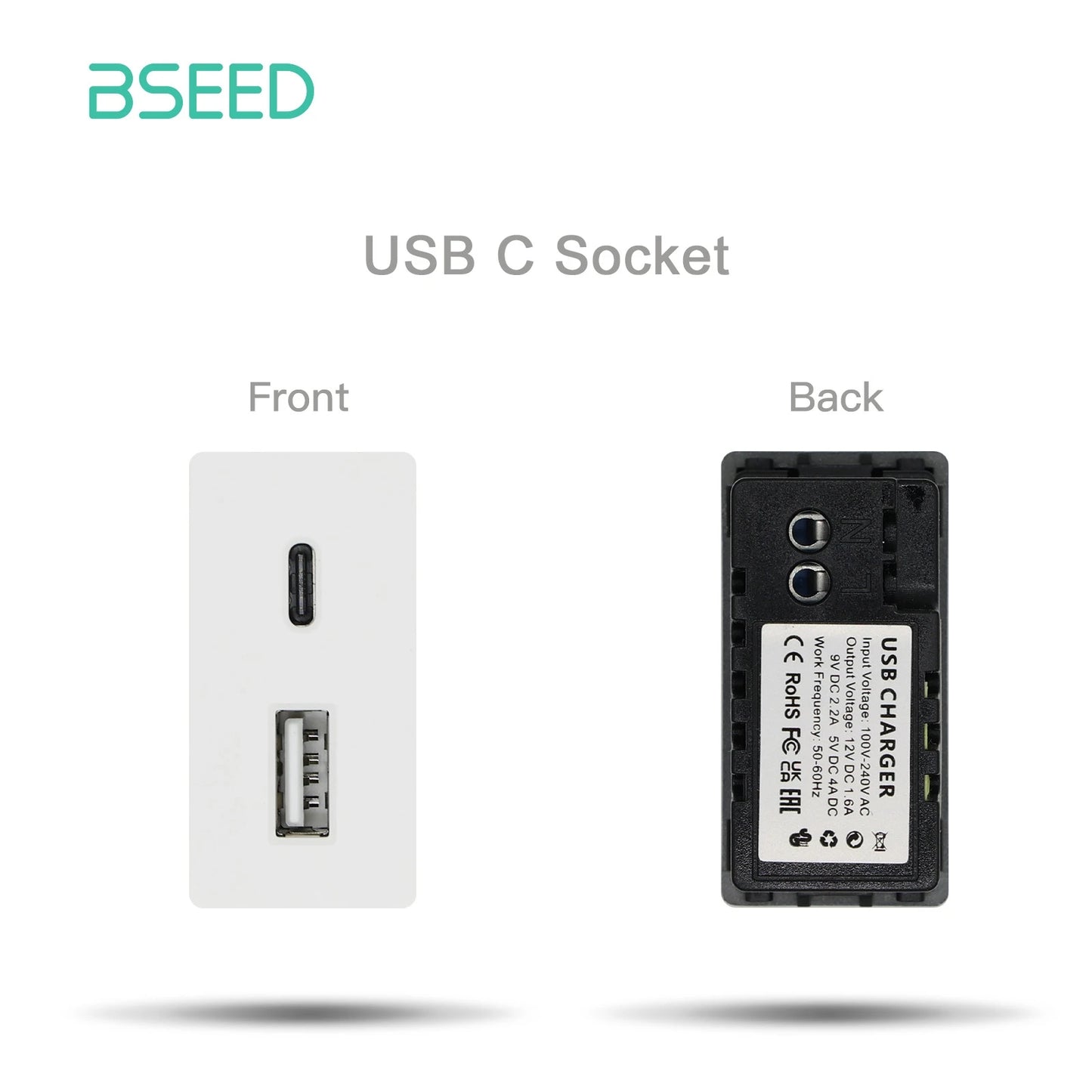 BSEED Wall Internet Cat5 Socket Plastic Frame Parts USB Charge Port TV Satellite Interface Function DIY Combination